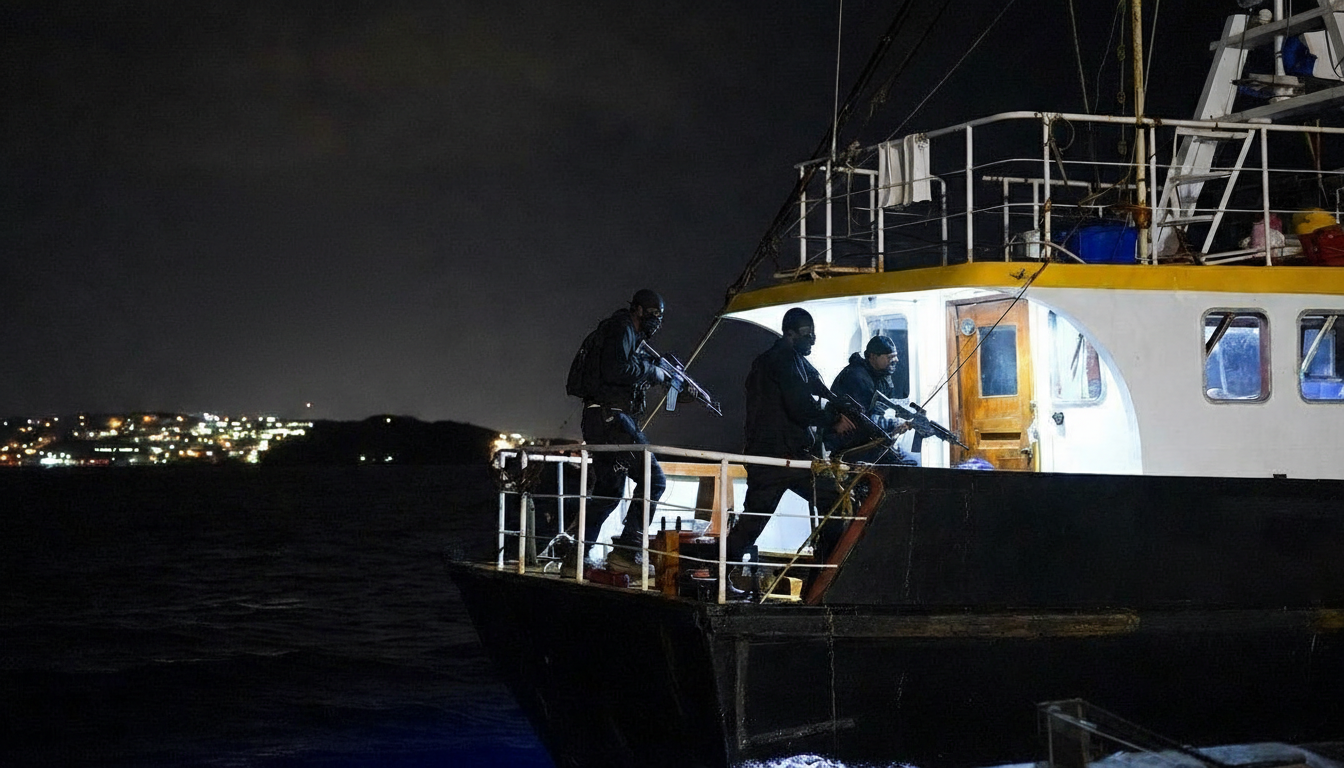Media for Armed Pirates Abduct Nine Crew Members from Fishing Trawler off Gabon Coast Recent Piracy Incident in the Gulf of Guinea