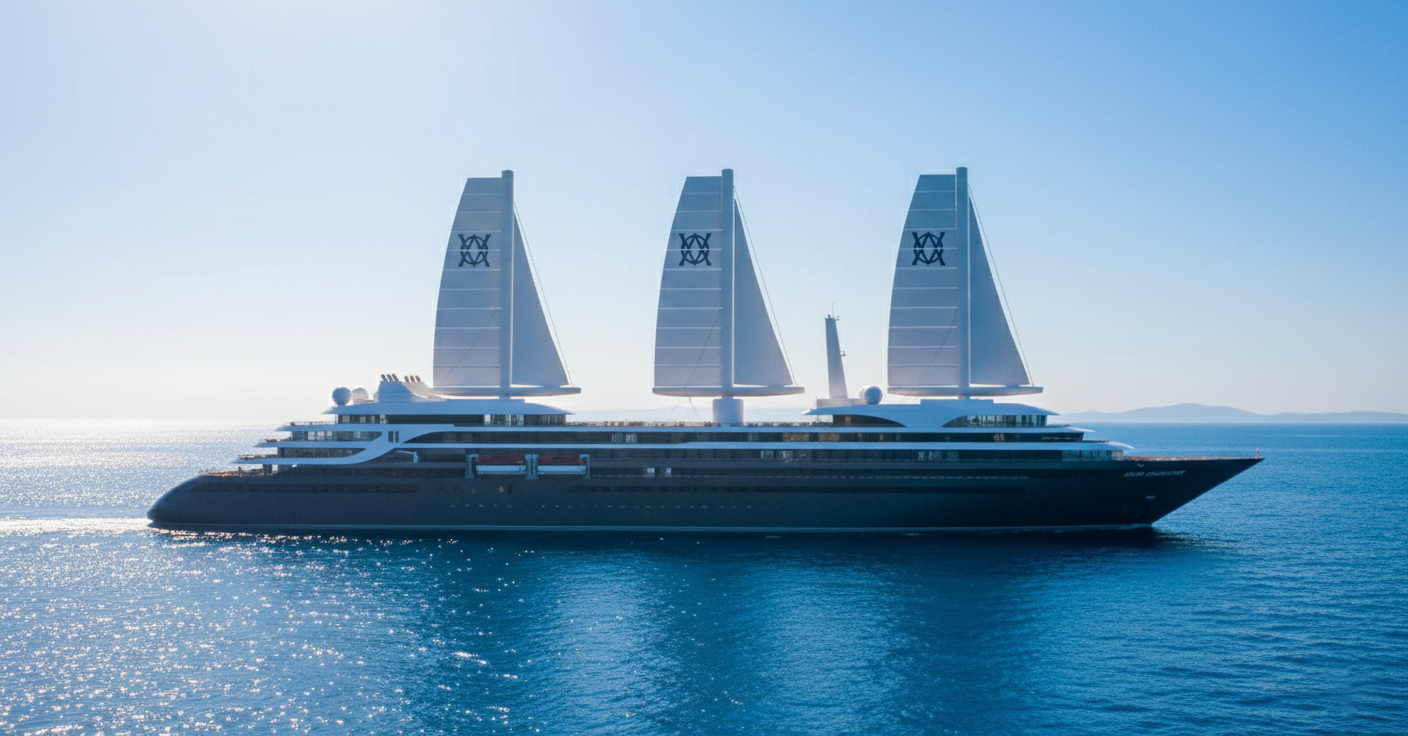 Media for Atlas Ocean Voyages Unveils Atlas Adventurer: A Pioneering Wind-Assisted Luxury Expedition Yacht Set for 2028 Debut