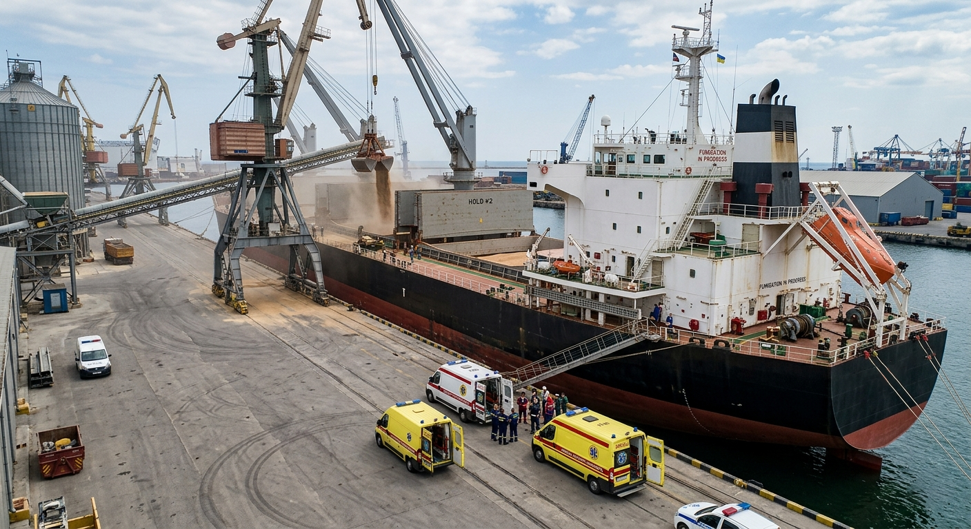 Media for Fumigation Tragedy at Sea: Fatal Phosphine Poisoning Claims Lives of Chief and Third Officers